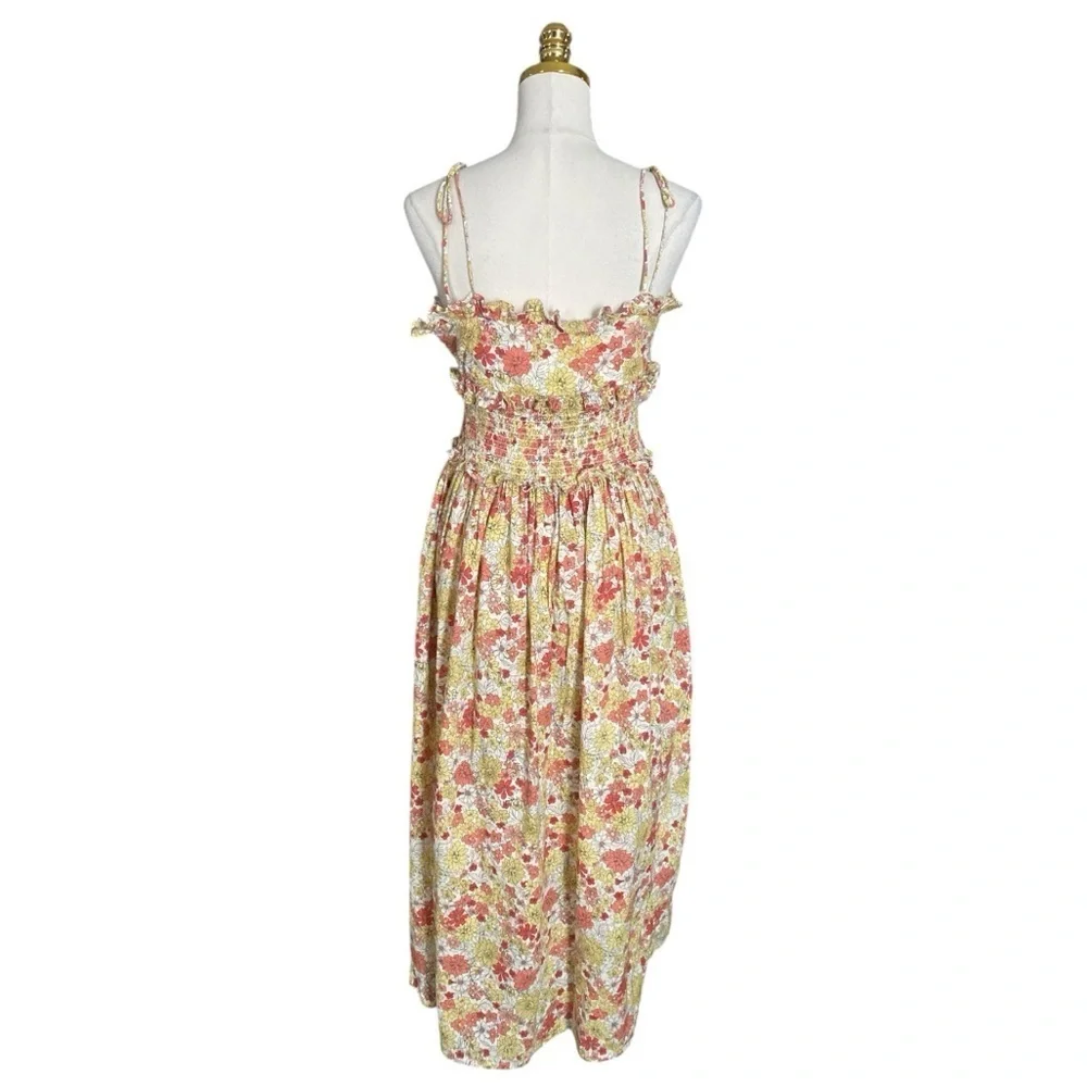 ASOS Floral Cotton Spaghetti Strap Cutout Ruffled Flowy Maxi Sundress Size 6